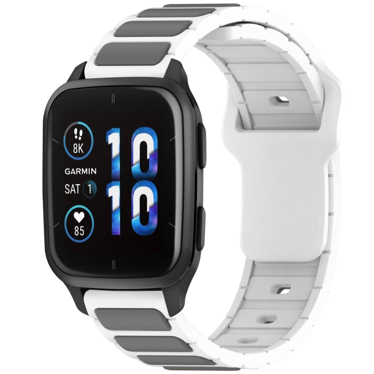 For Garmin Watch 20mm Two Color I-Shaped Silicone Watch Band(White + Gray) by bashfashion