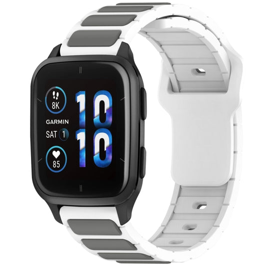 For Garmin Watch 20mm Two Color I-Shaped Silicone Watch Band(White + Gray) by bashfashion