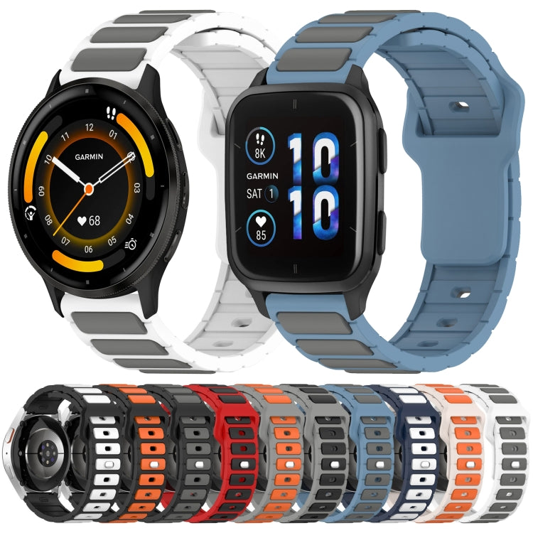 For Garmin Watch 20mm Two Color I-Shaped Silicone Watch Band(White + Gray) by bashfashion
