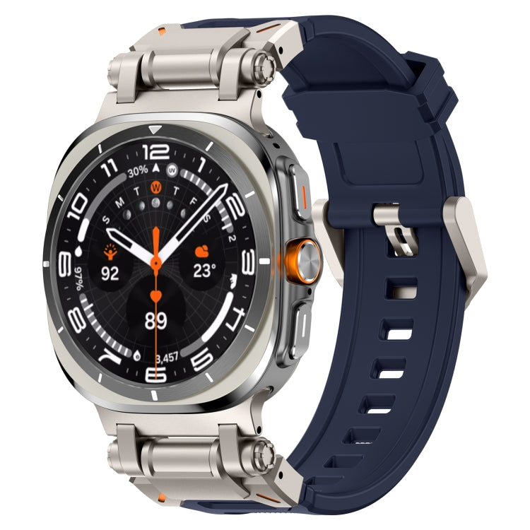 For Samsung Galaxy Watch Ultra 47mm / Ultra 2025 Titanium Connector Quick Release Silicone Watch Band(Blue) by bashfashion