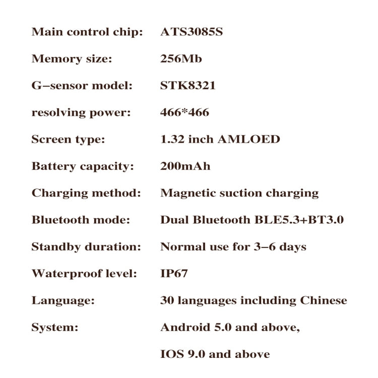 KM88 1.32 inch Color Screen Smart Watch, Support Bluetooth Call / Health Monitoring(Silver) by bashfashion