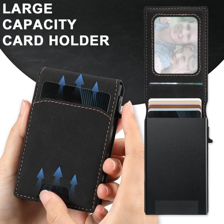 For iPhone 16e Suteni H19 Litchi Grain 2-in-1 MagSafe Removable Card Box Back Phone Case(Black) by Suteni