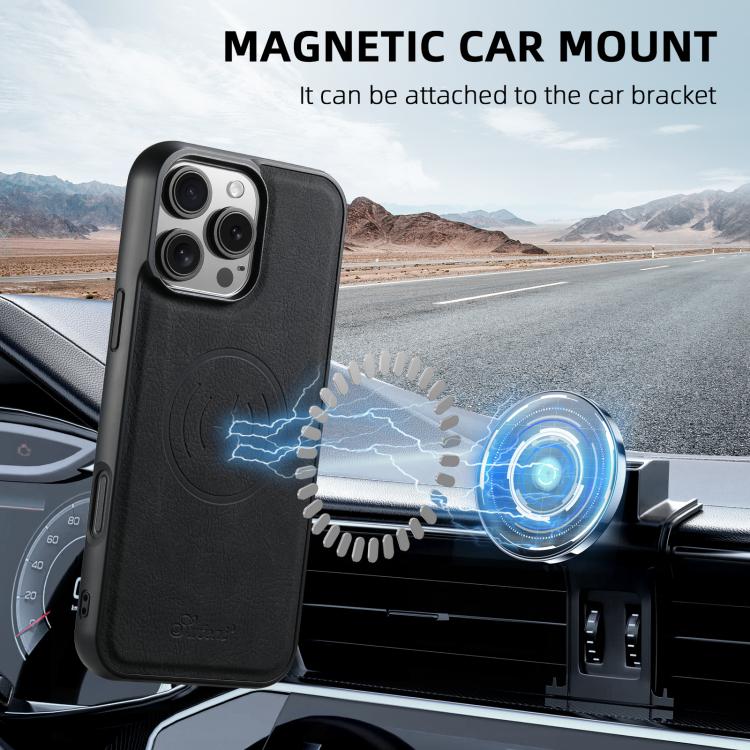 For iPhone 16e Suteni H19 Litchi Grain 2-in-1 MagSafe Removable Card Box Back Phone Case(Black) by Suteni