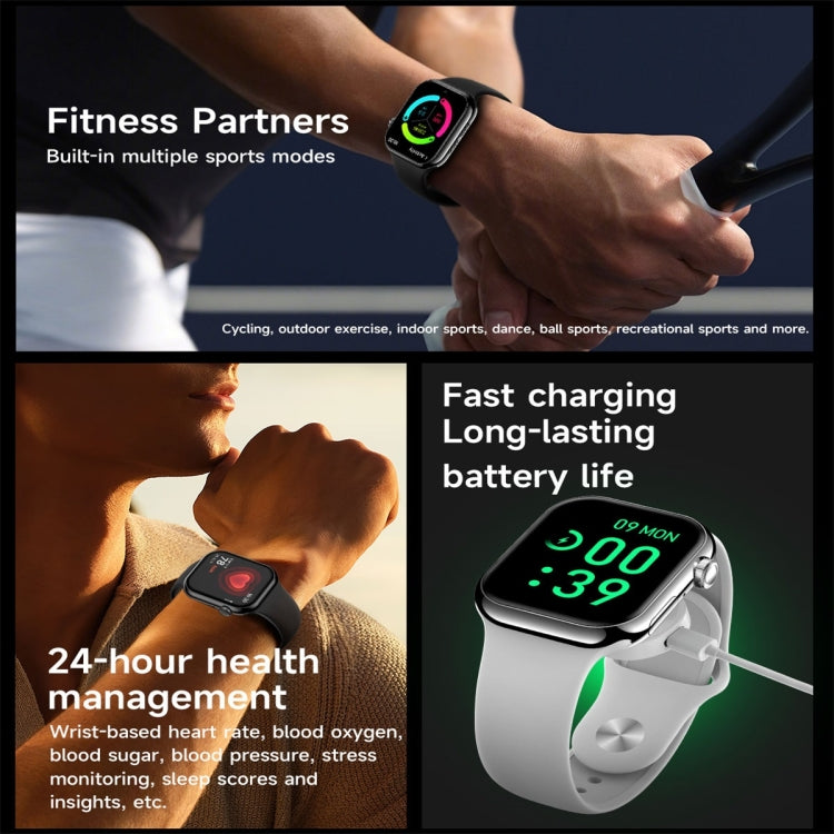 KL08 2.04 inch Color Screen Smart Watch Silicone Strap, Support Bluetooth Call(Blue) by bashfashion