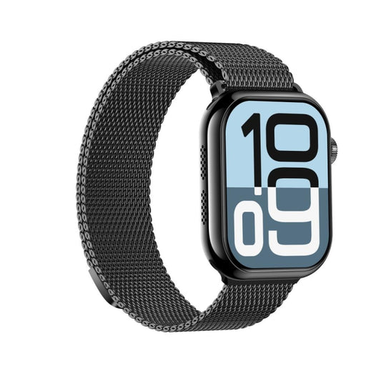 KL08 2.04 inch Color Screen Smart Watch Milan Steel Strap, Support Bluetooth Call(Black) by bashfashion