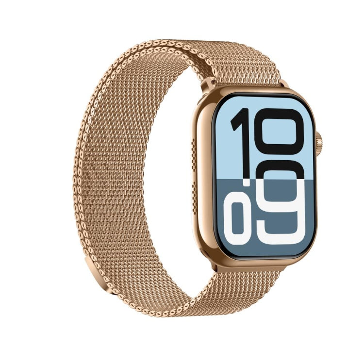 KL08 2.04 inch Color Screen Smart Watch Milan Steel Strap, Support Bluetooth Call(Gold) by bashfashion