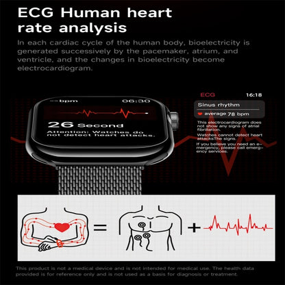 KL08 2.04 inch Color Screen Smart Watch Milan Steel Strap, Support Bluetooth Call(Black) by bashfashion