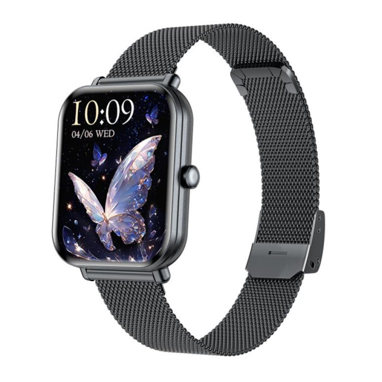 KM66 1.75 inch Color Screen Smart Watch Milan Steel Strap, Support Bluetooth Call(Black) by bashfashion