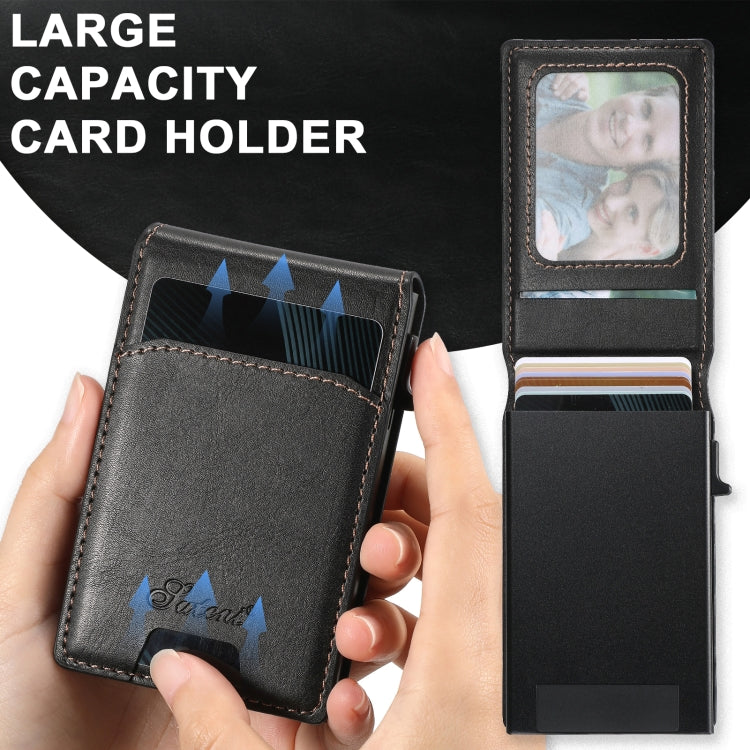 For Samsung Galaxy S24 Ultra 5G Suteni H19 Oil Wax 2-in-1 MagSafe Removable Card Box Back Phone Case(Black) by Suteni