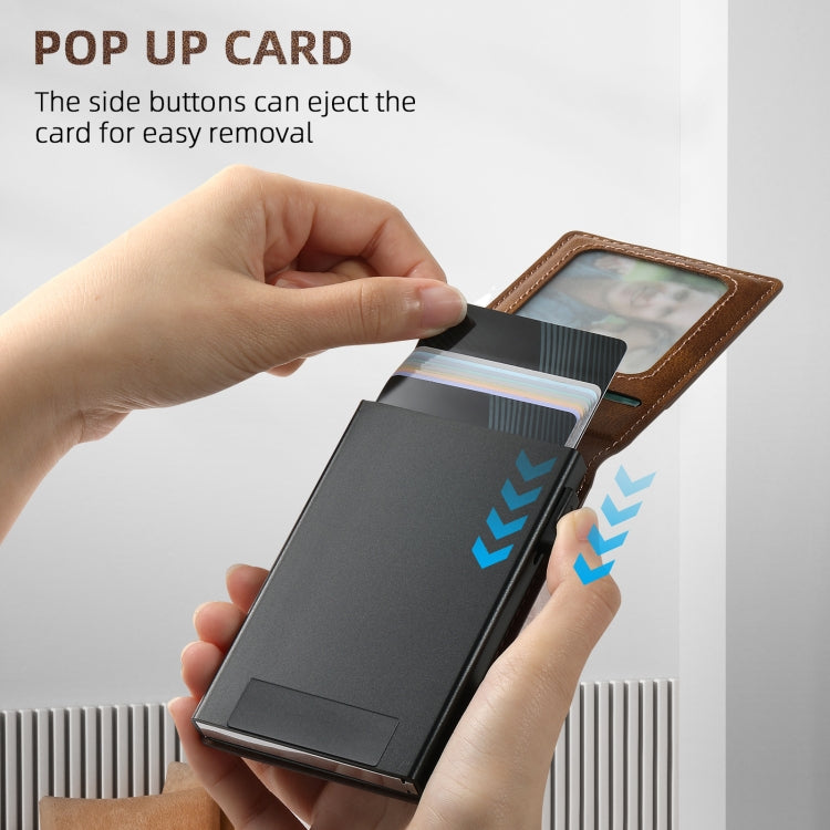 For Samsung Galaxy S23 Ultra 5G Suteni H19 Oil Wax 2-in-1 MagSafe Removable Card Box Back Phone Case(Brown) by Suteni