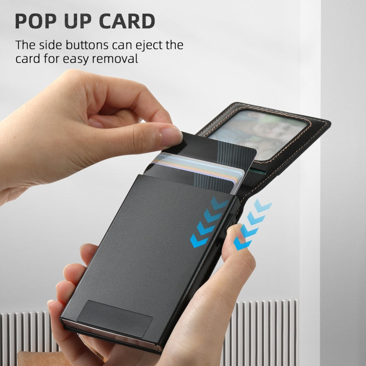 For Samsung Galaxy S22 Ultra 5G Suteni H19 Oil Wax 2-in-1 MagSafe Removable Card Box Back Phone Case(Black) by Suteni