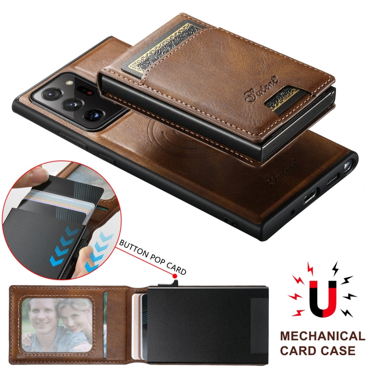 For Samsung Galaxy Note20 5G Suteni H19 Oil Wax 2-in-1 MagSafe Removable Card Box Back Phone Case(Black) by Suteni