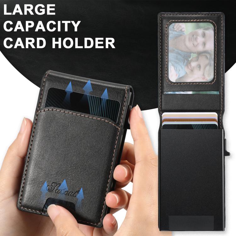 For Samsung Galaxy S25 5G Suteni H19 Oil Wax 2-in-1 MagSafe Removable Card Box Back Phone Case(Black) by Suteni