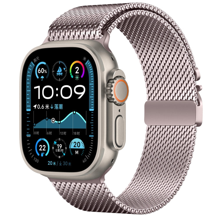 For Apple Watch 42mm / 41mm / 40mm / 38mm Umbrella Buckle Think Milanese Plate Stainless Steel Paracord Buckle Watch Band(Pink) by bashfashion