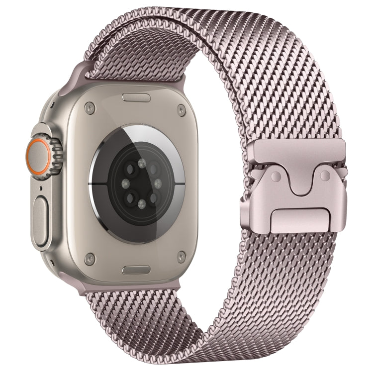 For Apple Watch 42mm / 41mm / 40mm / 38mm Umbrella Buckle Think Milanese Plate Stainless Steel Paracord Buckle Watch Band(Pink) by bashfashion