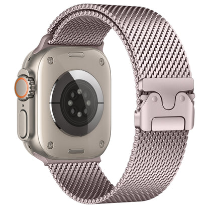 For Apple Watch 42mm / 41mm / 40mm / 38mm Umbrella Buckle Think Milanese Plate Stainless Steel Paracord Buckle Watch Band(Pink) by bashfashion