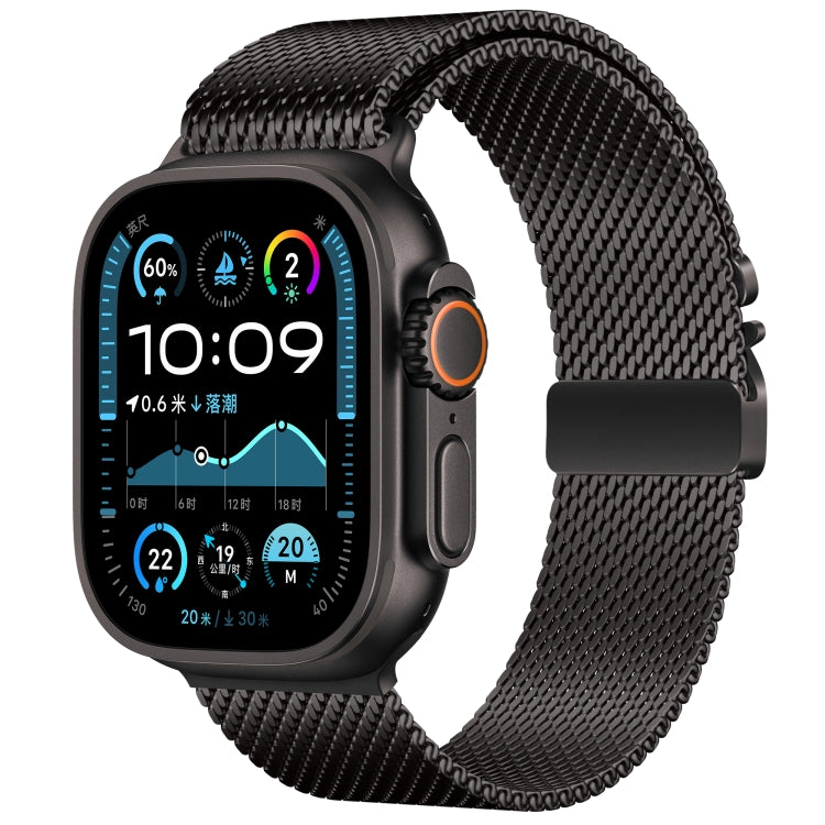 For Apple Watch 42mm / 41mm / 40mm / 38mm Umbrella Buckle Think Milanese Plate Stainless Steel Paracord Buckle Watch Band(Black) by bashfashion