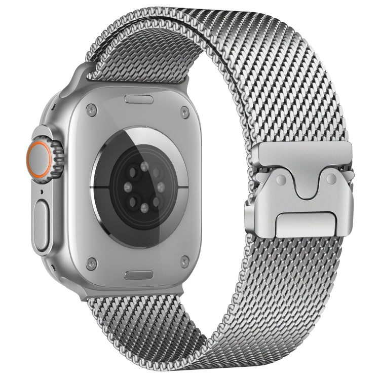 For Apple Watch 42mm / 41mm / 40mm / 38mm Umbrella Buckle Think Milanese Plate Stainless Steel Paracord Buckle Watch Band(Silver) by bashfashion