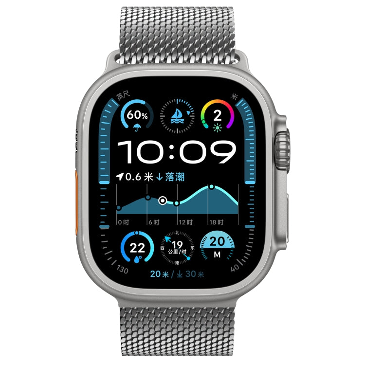 For Apple Watch 46mm / 49mm / 45mm / 44mm Umbrella Buckle Think Milanese Plate Stainless Steel Paracord Buckle Watch Band(Silver) by bashfashion