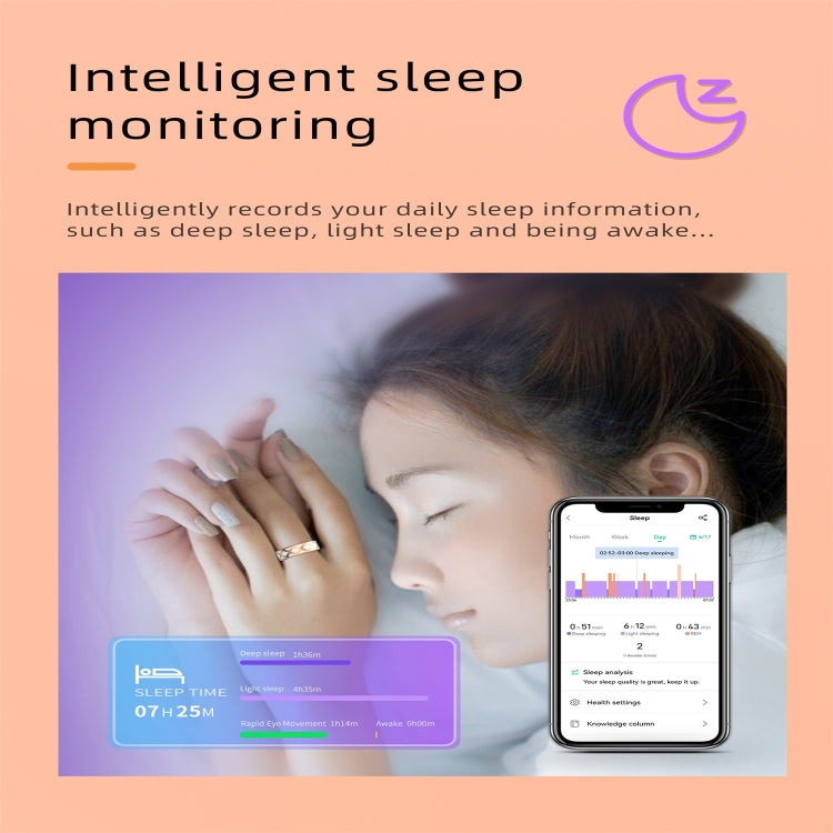 R10M SIZE 12 Smart Ring, Support Heart Rate / Blood Oxygen / Sleep Monitoring / Multiple Sports Modes(Rose Gold) by bashfashion