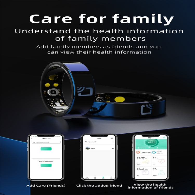 R20 SIZE 14 Smart Ring, Support Heart Rate / Blood Oxygen / Sleep Monitoring / Multiple Sports Modes(Black) by bashfashion