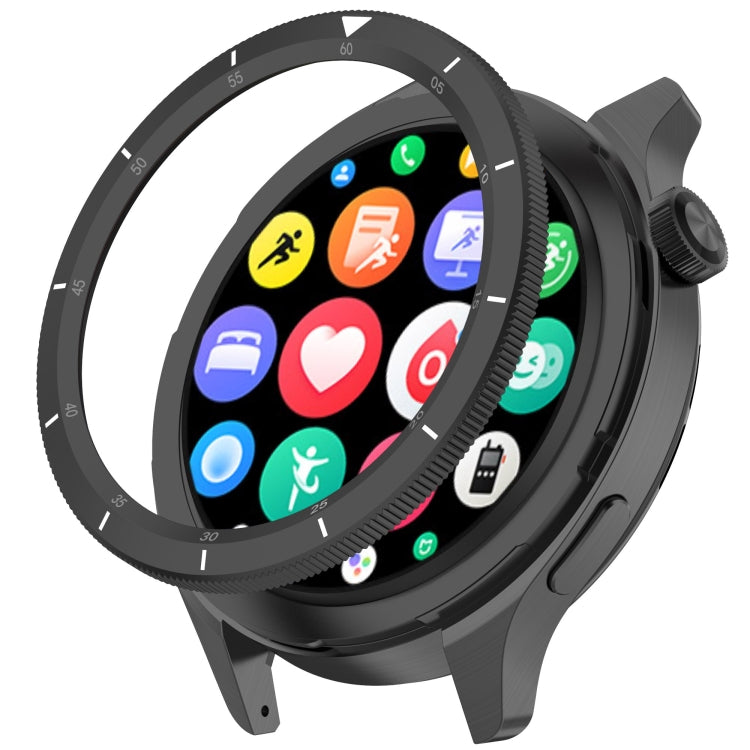 For Xiaomi Watch S4 Tempered Glass Film Hybrid Stainless Steel Watch Protective Ring(Scale Black) by bashfashion
