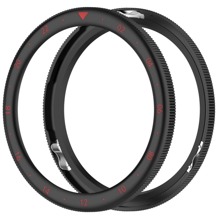 For Xiaomi Watch S4 Tempered Glass Film Hybrid Stainless Steel Watch Protective Ring(Black Red) by bashfashion