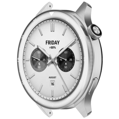 For Xiaomi Watch S4 Tempered Glass Film Hybrid Stainless Steel Watch Protective Ring(Silver White) by bashfashion