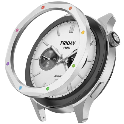 For Xiaomi Watch S4 Tempered Glass Film Hybrid Stainless Steel Watch Protective Ring(Silver Rainbow) by bashfashion