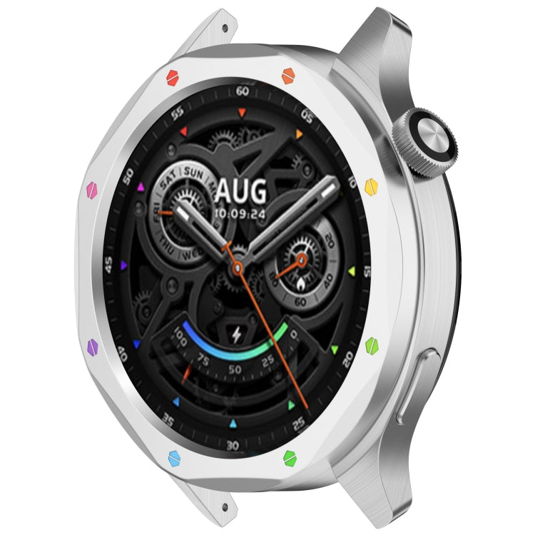 For Xiaomi Watch S4 Tempered Glass Film Hybrid Stainless Steel Watch Protective Ring(Silver Rainbow) by bashfashion