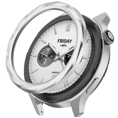 For Xiaomi Watch S4 Tempered Glass Film Hybrid Stainless Steel Watch Protective Ring(Silver Thread) by bashfashion
