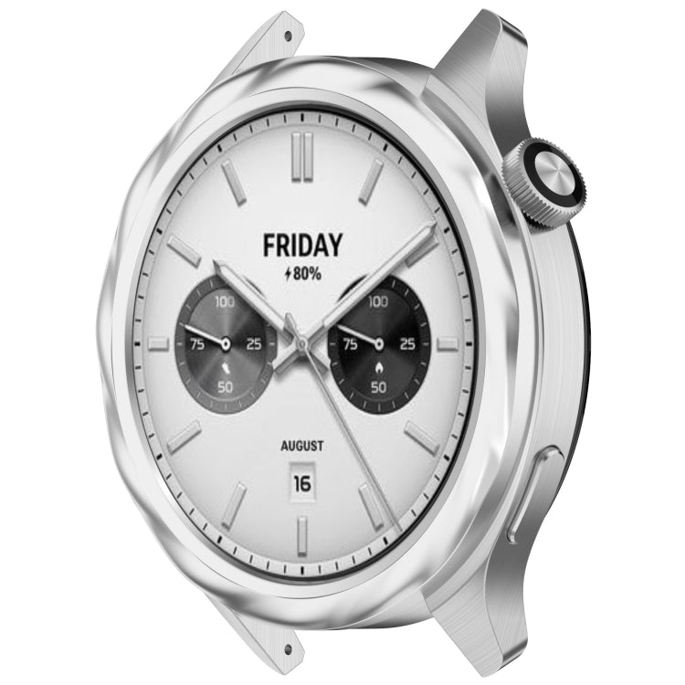 For Xiaomi Watch S4 Tempered Glass Film Hybrid Stainless Steel Watch Protective Ring(Silver Thread) by bashfashion