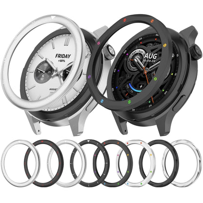 For Xiaomi Watch S4 Tempered Glass Film Hybrid Stainless Steel Watch Protective Ring(Silver White) by bashfashion