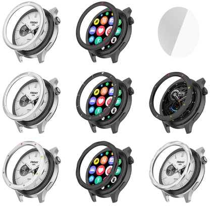 For Xiaomi Watch S4 Tempered Glass Film Hybrid Stainless Steel Watch Protective Ring(Black Rainbow) by bashfashion