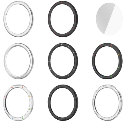 For Xiaomi Watch S4 Tempered Glass Film Hybrid Stainless Steel Watch Protective Ring(Black Red) by bashfashion