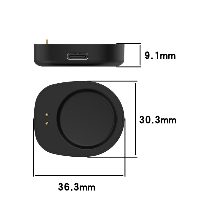 For Amazfit T-Rex 3 / Balance 2 Type-C / USB-C Port Watch Charger Adapter Without Charging Cable(Black) by bashfashion