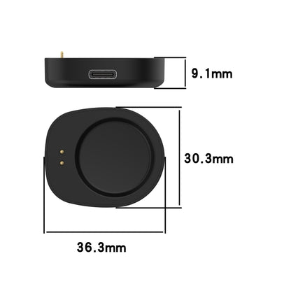 For Amazfit T-Rex 3 / Balance 2 Type-C / USB-C Port Watch Charger Adapter Without Charging Cable(Black) by bashfashion