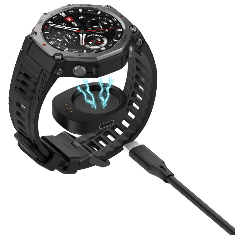For Amazfit T-Rex 3 / Balance 2 Type-C / USB-C Port Watch Charger Adapter Without Charging Cable(Black) by bashfashion