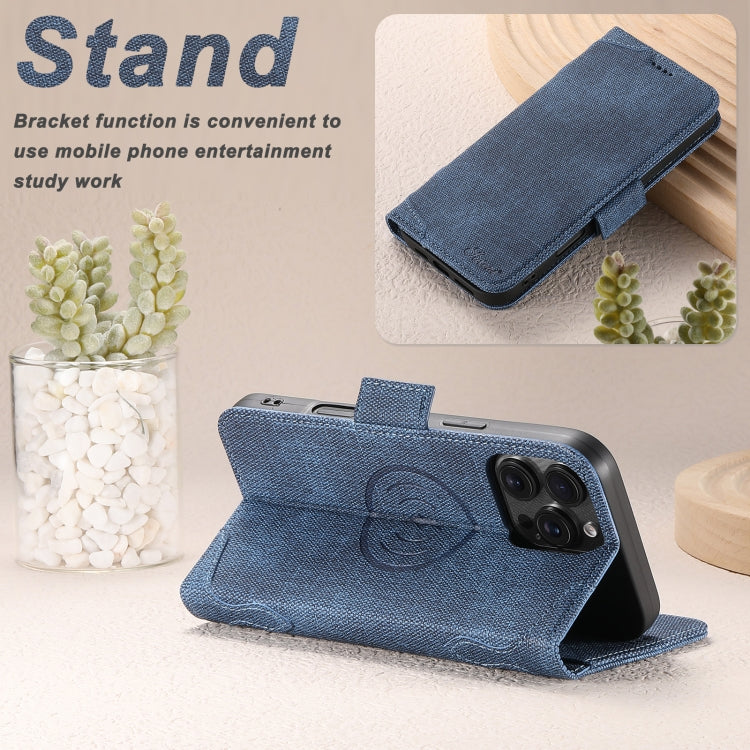 For iPhone 16 Pro Max Suteni J07 Multi-functional Horizontal MagSafe Denim Leather Phone Case(Blue) by Suteni