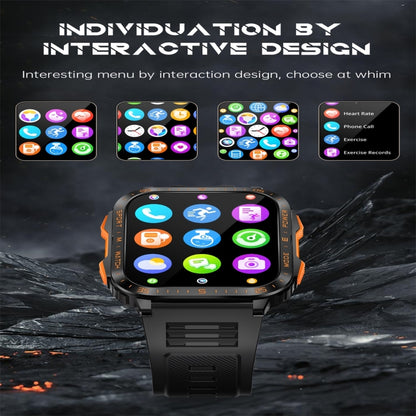 KT79 1.96 inch Color Screen Smart Watch, Support Bluetooth Call / Health Monitoring(Black Orange) by bashfashion