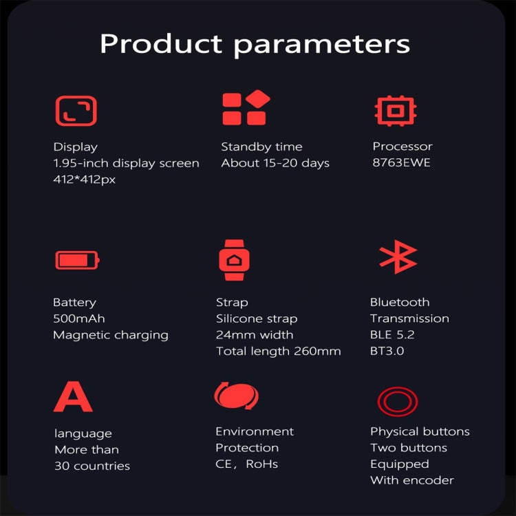 EX100 1.95 inch Color Screen Smart Watch, Support Bluetooth Call / Health Monitoring(Silver) by bashfashion