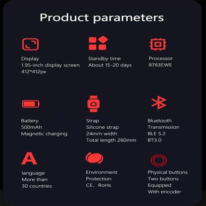 EX100 1.95 inch Color Screen Smart Watch, Support Bluetooth Call / Health Monitoring(Silver) by bashfashion