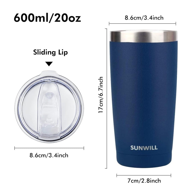 JUNSUNMAY 600ml 304 Stainless Steel Vacuum Insulated Coffee Travel Mug Double Wall Thermal Cup(Steel Color) by JUNSUNMAY