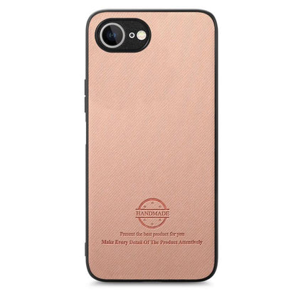 For iPhone 16e Twill Fabric Leather Skin Back Phone Case(Pink) by bashfashion