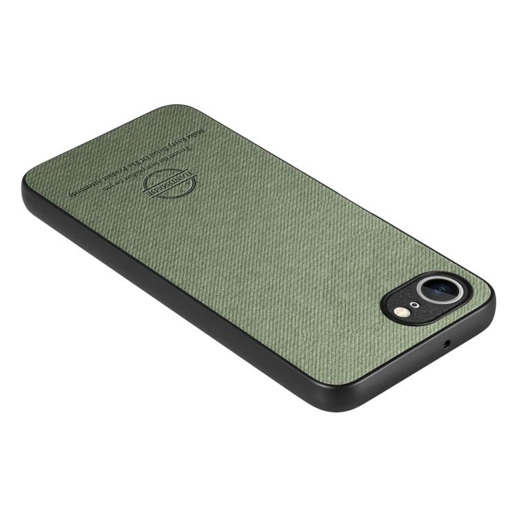 For iPhone 16e Twill Fabric Leather Skin Back Phone Case(Green) by bashfashion