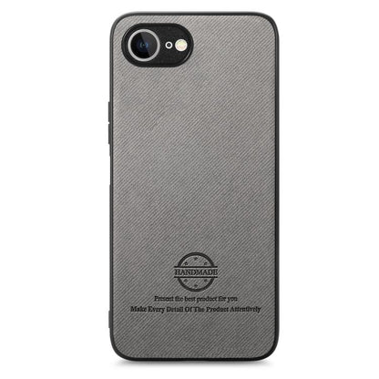For iPhone 16e Twill Fabric Leather Skin Back Phone Case(Gray) by bashfashion