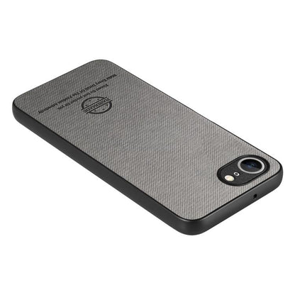 For iPhone 16e Twill Fabric Leather Skin Back Phone Case(Gray) by bashfashion