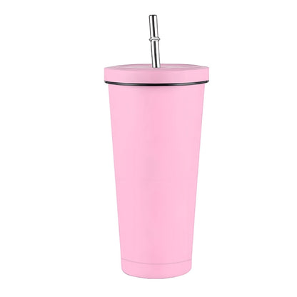 JUNSUNMAY 500ml 304 Stainless Steel Water Vacuum Bottle Coffee Cup with Lid and Straw(Pink) by JUNSUNMAY