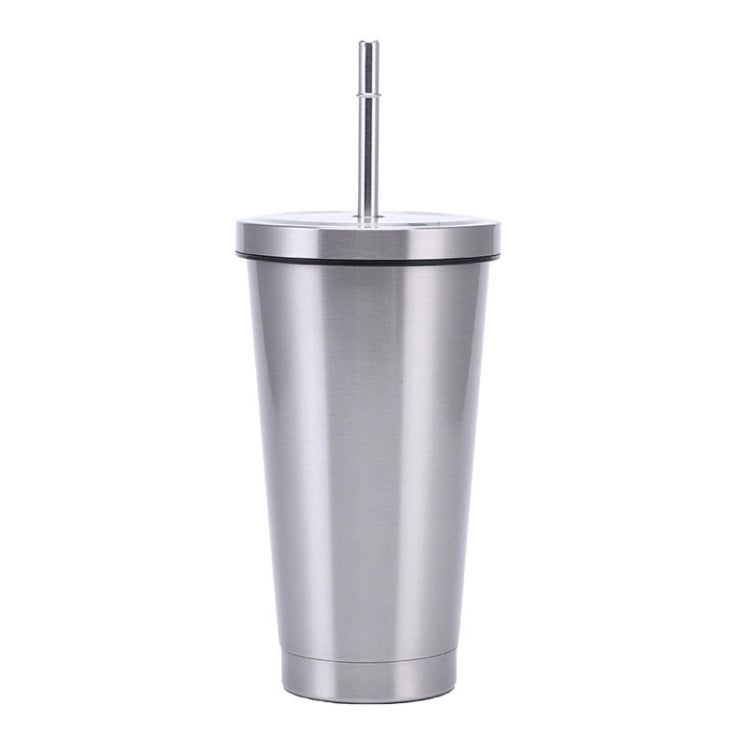 JUNSUNMAY 500ml 304 Stainless Steel Water Vacuum Bottle Coffee Cup with Lid and Straw(Steel Color) by JUNSUNMAY