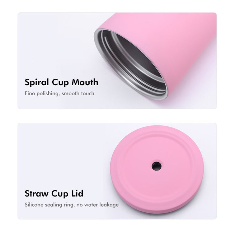 JUNSUNMAY 500ml 304 Stainless Steel Water Vacuum Bottle Coffee Cup with Lid and Straw(Pink) by JUNSUNMAY